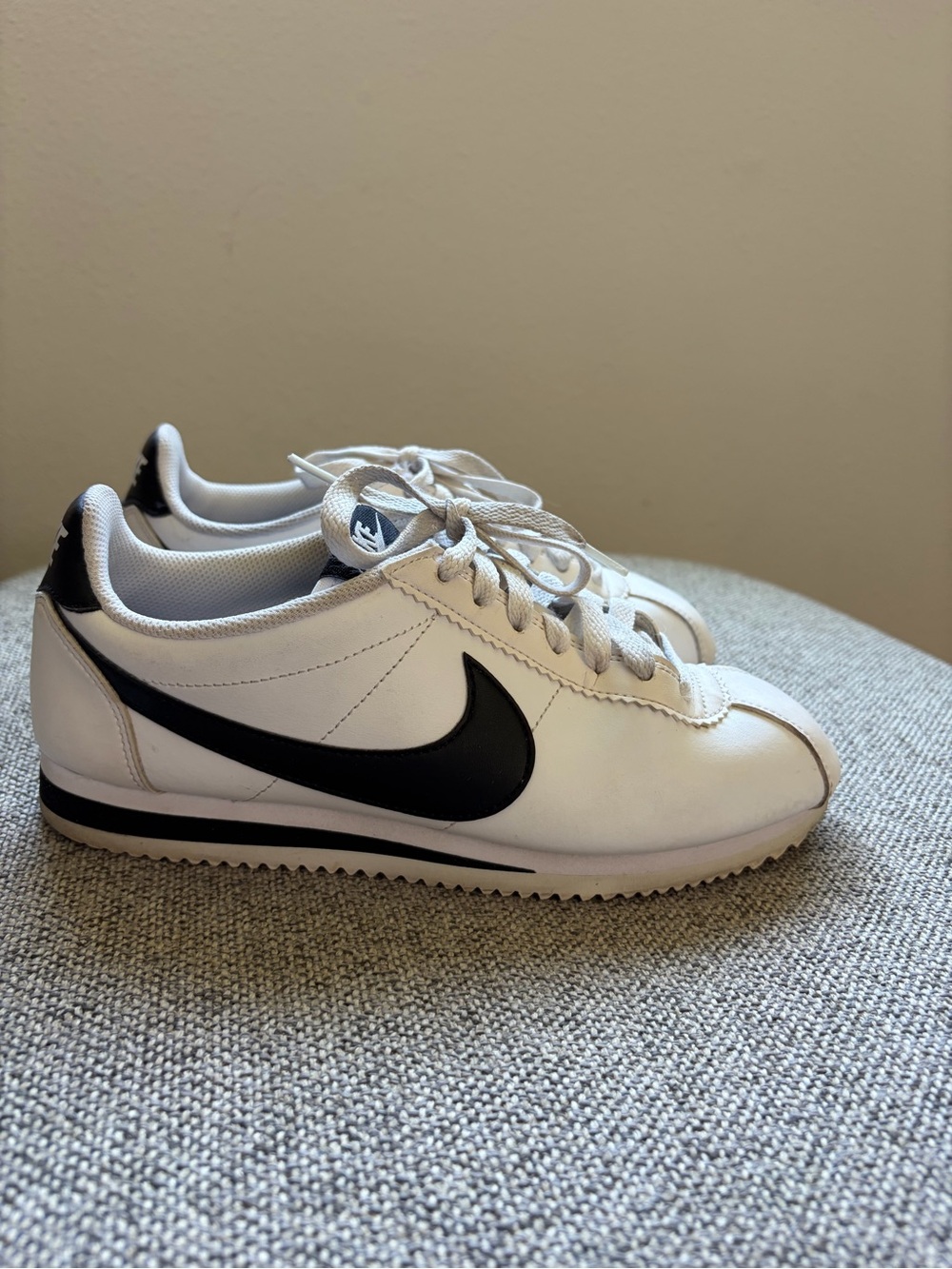 Nike Women's White/Black Classic Cortez Sneakers - Picture 1 of 6